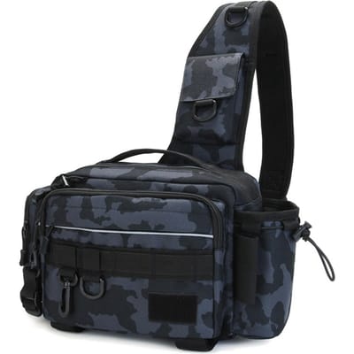 Multifunctionele visgerei tas Outdoor Waterbestendig Fishing Sling Pack Heuptas Reel Lure Organizer Bag black