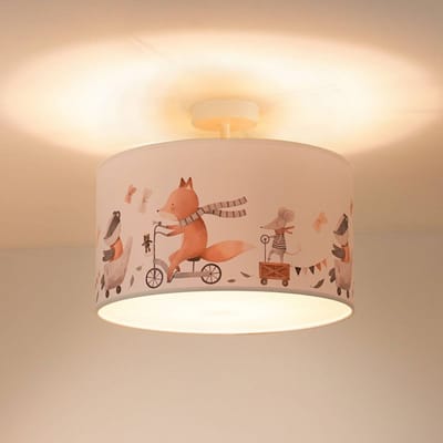 Duolla Plafondlamp Ferdi Kids, textiel, wit, bont