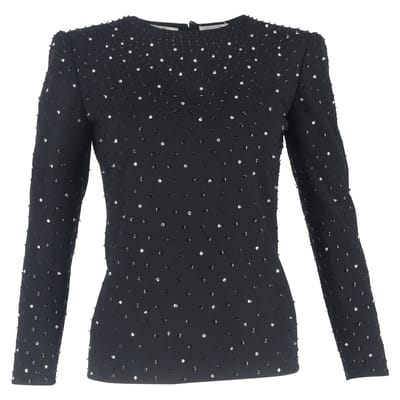Valentino Garavani top met lange mouwen en versieringen in zwart polyester