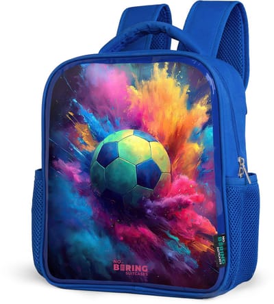 NoBoringSuitcases.com® - Rugzak blauw - Schooltas jongens - Neon - Bal - Kleurrijk - Kinder rugtas jongen - Boekentas kind - Kinderrugzak voor school - Schoolrugzak
