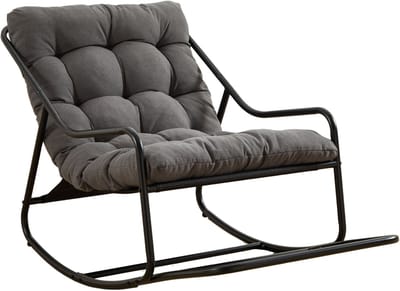Papasan schommelstoel - Loungestoel - buiten en binnen - Relaxfauteuil - met dikke kussen