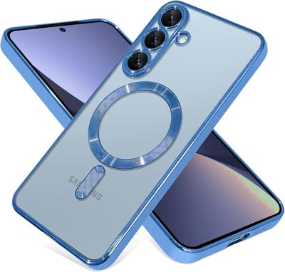 Casemania Hoesje Geschikt voor Samsung Galaxy S25 - Blauw - Siliconen Back Cover - Geschikt voor MagSafe