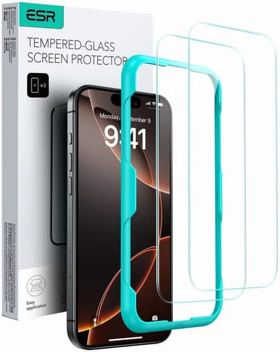 ESR Screen Protector Geschikt voor Apple iPhone 16 - Tempered Glass met Montageframe - Krasbestendig - Gemakkelijke Installatie - (2-Pack)