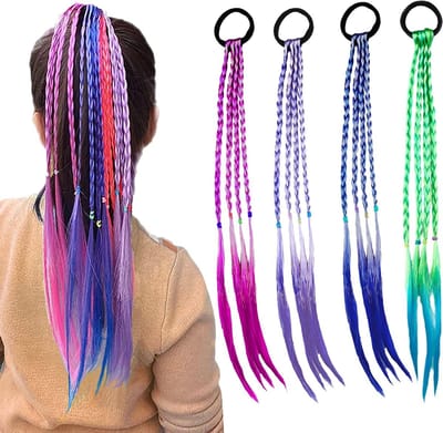 Kleurige Haarstrengen voor Kinderen van 40 cm, Elastische Haaraccessoires voor Feestjes, Verjaardagen en Sportactiviteiten