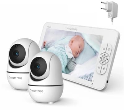HHHK - Babyfoon met Camera - Babyfoon camera - Babyfoon met 2 Camera's - Groot 7 inch Scherm - Slimme Functies - Baby Monitor