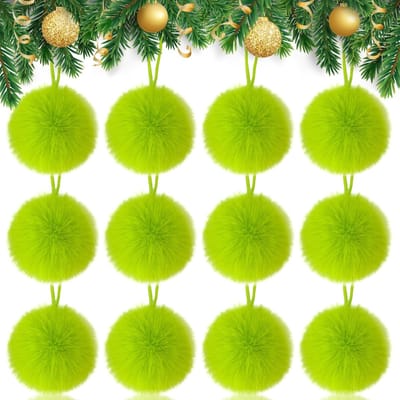 Dailygoods- Kerstballen 12 Stuks - Harige Kerstballen - Decoratieve Ornamenten - Kerstboomversiering - Hoogwaardig Kunstbont - Lichtgewicht met Ophanggat - Kerstdecoratie