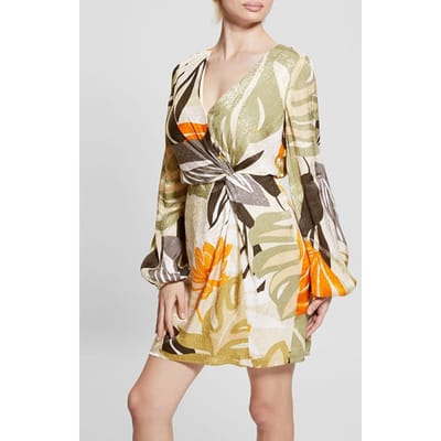 GUESS Marciano By  Ls Cassia Jacquard D Foliage Form Print Taglia: XS | Abiti Mini Outlet | Donna