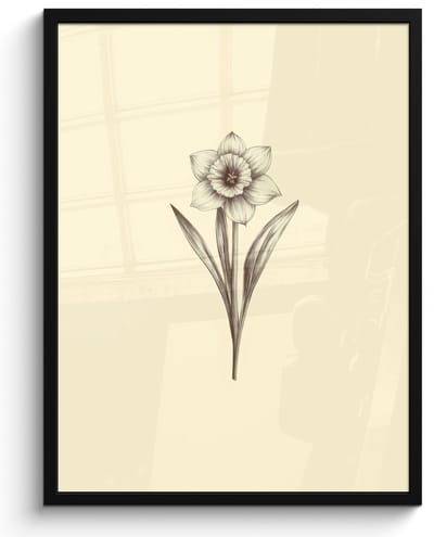 Poster in lijst - Fotolijst 50x70 cm - Posters - Zwart - Narcis - Illustratie - Posterlijst zwart - Decoratie - Wanddecoratie woonkamer - Muurdecoratie slaapkamer