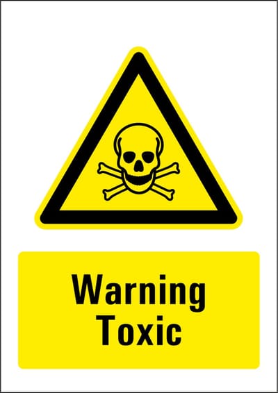 Warning toxic sticker 210 x 297 mm