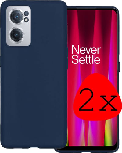 Hoesje 2 Stuks - Geschikt voor OnePlus Nord CE 2 - Sterk & Shockproof - Case Siliconen - Back Cover - Telefoon Hoes - Donkerblauw