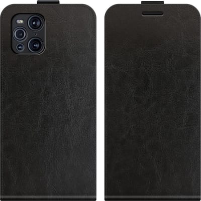 Just in Case hoesje geschikt voor Oppo Find X3 Pro - Flip Case met Pasjeshouder - Zwart