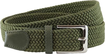 Houtkamp Gevlochten Riem - Elastische Comfort Stretch Belt - Unisex - Groen - Lengte totaal 105 cm / Riemmaat 90