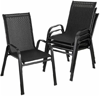 Jently tuinstoelen - buiten stoelen - tuinzetels - terras stoelen - terras zetels - campingstoelen - weerbestendig - set van 4 - zwart