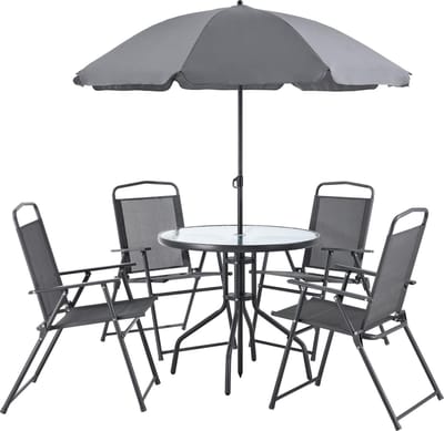 Tuinset 6-delig Milagro met parasol zwart en donkergrijs