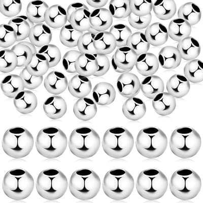 50 stuks 925 sterling zilveren kralen voor het maken van sieraden, 3 mm sterling zilveren afstandskralen, gladde kleine zilveren kralen, naadloze zilveren kralen, ronde bal voor doe-het-zelf sieraden