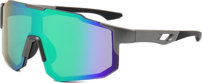Sport Zonnebril - Fietsbril - Sportbril - Grijs Zwart - Groen Blauw Spiegel - Gepolariseerd