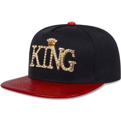 Unisex King Letter Label Met Boor Hip-Hop Hoeden Lente Herfst Buiten Verstelbare Casual Baseballpetten Zonbescherming Hoed black