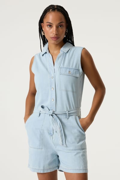 Garcia Jumpsuit Denim Playsuit R260311 1173 Morning Blue Dames Maat - XS