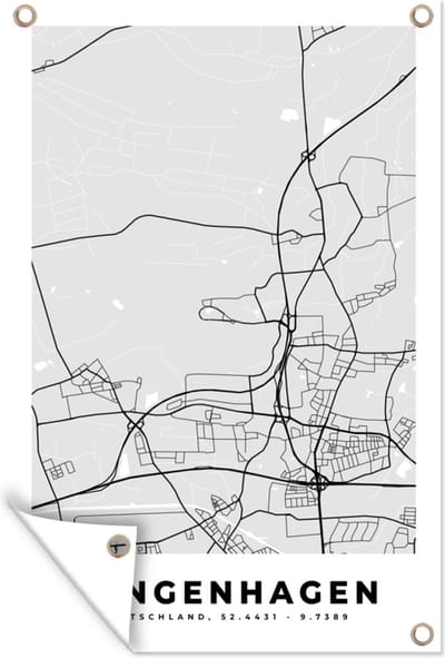 Muurdecoratie Langenhagen - Plattegrond - Duitsland - Stadskaart - Kaart - 120x180 cm - Tuinposter - Tuindoek