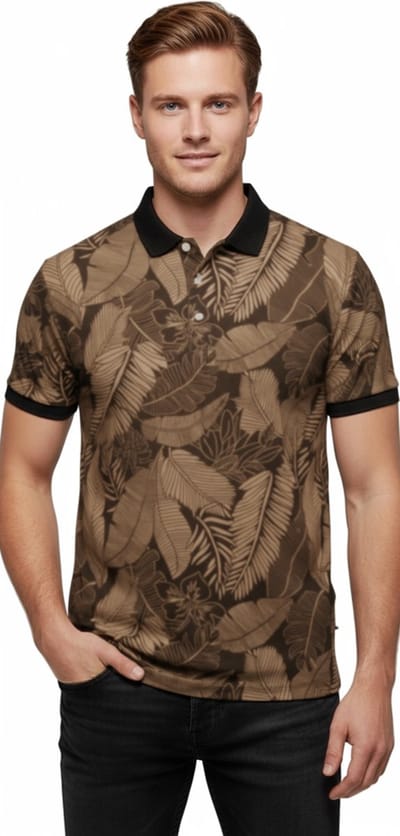 Nette Hawaii Poloshirt - Polo - Bruin - Blouse