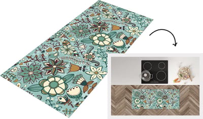 Keukenloper - Loper keuken - Bohemian - Winter - Bloemen - Patroon - 120x50 cm - Keukenloper vinyl