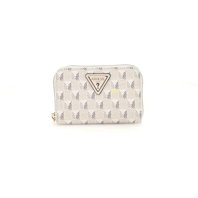 GUESS Portemonnee G Wave SLG Medium Zip Around Wallet Stone Logo Wit