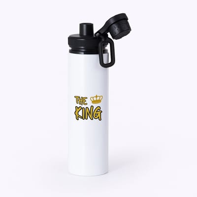 Hacebo® - The king waterfles met draaidop zwart - Koning - iemand die zich voelt als een koning - verjaardagscadeau - kroontje - kado - gift - geschenk - water fles - 850ML