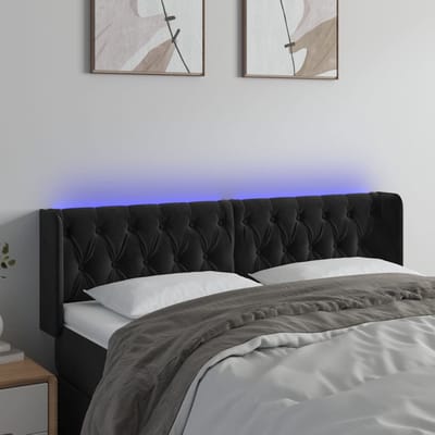 vidaXL - Hoofdbord - LED - 147x16x78/88 - cm - fluweel - zwart