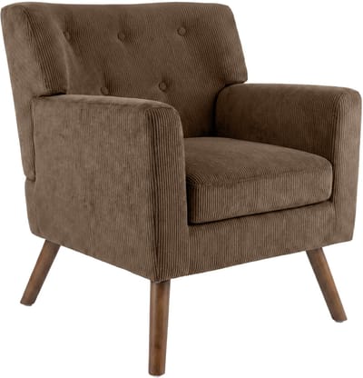 CLP Kioni Fauteuil - met armleuning - volwassen - relax - landelijk - stoelpoten van hout - ribstof - corduroy - donkerbruin