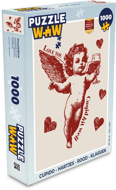 Puzzel Cupido - Hartjes - Rood - Klassiek - Legpuzzel - Puzzel 1000 stukjes volwassenen
