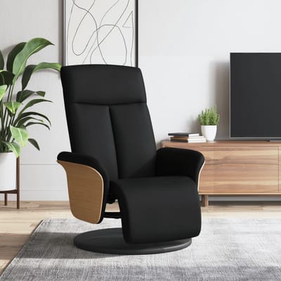 vidaXL - Fauteuil - verstelbaar - met - voetensteun - stof - zwart
