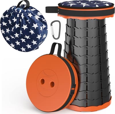 Telescopische Camping Kruk Draagbare Vouwkruk Lichtgewicht voor Outdoor Activiteiten - Max Belasting 440LB (Oranje) pop up stool