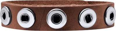 Quiges Dames Leren Armband voor 12mm Drukknopen/Chunks Bruin - EBK035