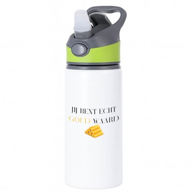 Hacebo® - Jij bent echt goud waard waterfles met rietje groen - Collega - cadeau collega - cadeau - bedankt cadeau collega - water fles - 650ML