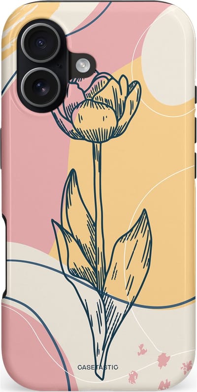 Casetastic hoesje geschikt voor Apple iPhone 17 - MagSafe - Dubbellaagse bescherming - Zachte tulp - Fashion Case - Lichtgrijs Beige Lichtroze