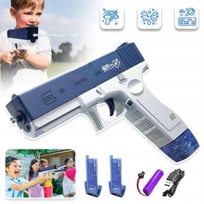 Elektrisch Waterpistool - Automatische Sproeifunctie Met één Druk Op De Knop - 58cc Tank - USB Oplaadbaar - Bereik Van 10 Meter - Antislip Handgreep - Blauw & Wit