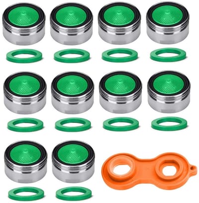 Dailygoods- Straalregelaar 10 Stuks - Waterzeef Inzetstuk - Mengmondstuk met ABS-Filter - Kranen - Kwalitatief Hoogwaardig Messing - Inclusief Sleutel en Pads - Kraanbeluchter