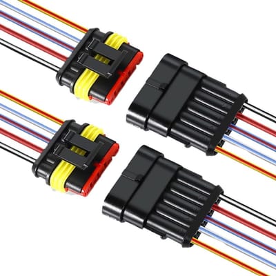 Dailygoods - 5-pins Auto Waterdichte Elektrische Kabelconnectoren - Voorbedraad - Zwart - Hoogwaardige Verbinding - Ideaal voor Auto's - Waterdicht en...