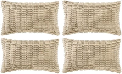 Decoratieve Kussenhoezen - Kussenslopen Sierkussens - Woonkamer Decoratie - Gestreept Corduroy Ontwerp - 30 x 50 cm - Bruin