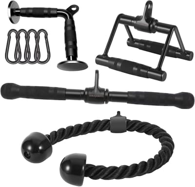 Fitness Accessoires Set - Kabelmachine Accessoires - Kracht Training - Universeel Ontwerp - Set van 4 - Zwart