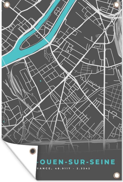 Muurdecoratie Saint-Ouen-sur-Seine - Frankrijk - Plattegrond - Kaart - Stadskaart - 120x180 cm - Tuinposter - Tuindoek