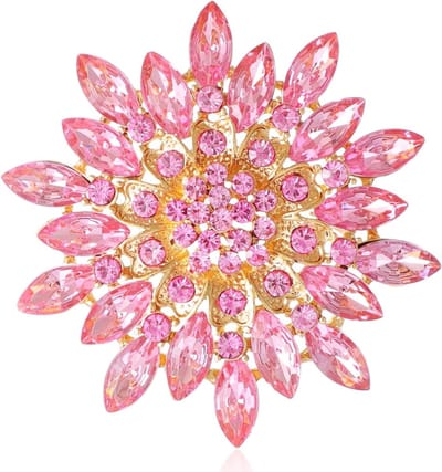 Bloemen Broche - Kleding Accessoire - Kleding Versieren - Kristal Versiering - N.v.t. - Rood Roze