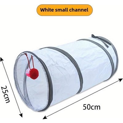 Jouets Tunnel pour Chat Pliable Blanc Chat de Compagnie Chaton Entraînement Jouet Interactif Amusant Pour Chats Lapin Animal Tunnel Tube de Jeu white