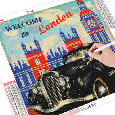 Accessoires de peinture diamant voiture, broderie diamant, point de croix, scénique 30x30CM red