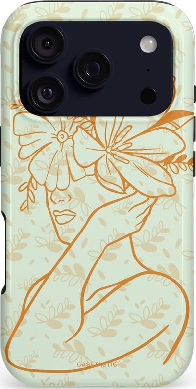 Casetastic hoesje geschikt voor Apple iPhone 17 Pro - MagSafe - Dubbellaagse bescherming - Minimal Bloom - Fashion Case - Crème Lichtgrijs