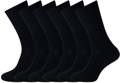 Heren sokken zonder elastiek | Wollen sokken | Merk: Basset | Kleur: Zwart | Maat: 39 t/m 47 | 6 Paar