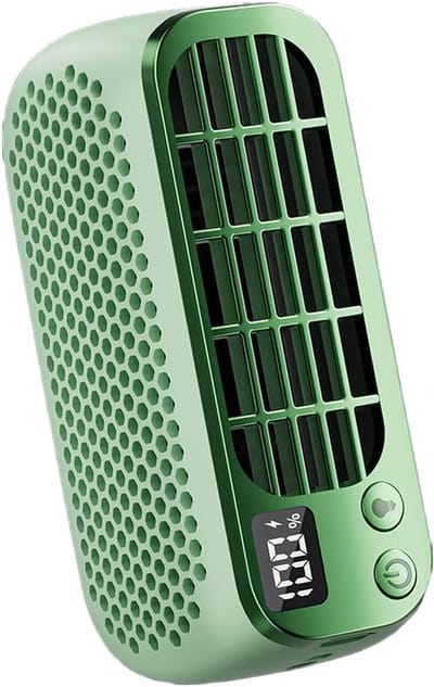 LISM - -USB oplaadbare, verstelbare handventilator met licht- en nachtmodus, 5 snelheidsstanden, dubbele motor, draagbare, stille en verstelbare ventilator, Geschikt voor reizen, kamperen en gebruik op het bureau (groen).