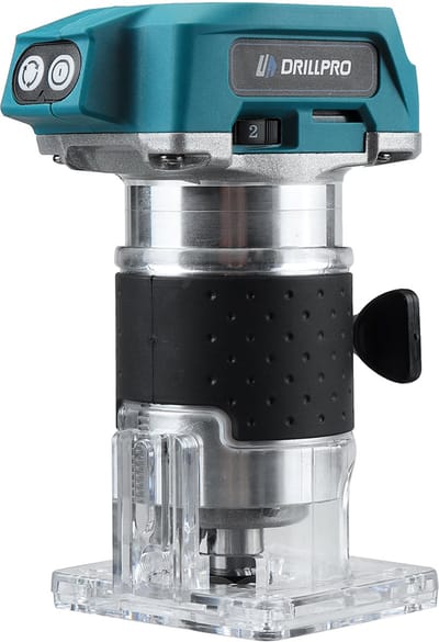 Accu Borstelloze 350W Elektrische Houtfrezer - Compacte Houtrouter voor Houtbewerking, Frezen - Sleuven en Graveren - Variabele Snelheid 3000-30000 T/min - Instelbare Snijdiepte - Inclusief 2 Accu's