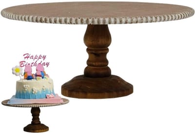 Houten Cake Stand - Dessert Plateau - Feestelijke Decoratie - Uniek Opbergontwerp - 30.5 x 13.5 x 12 cm - Houtkleur