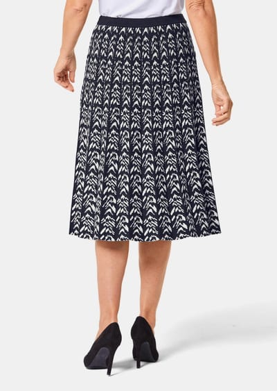 Hoogwaardige jacquard tricot rok - zwart / wit / gedess. - Gr. 38 van Goldner Fashion